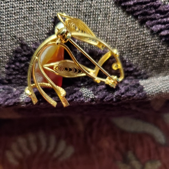 Antique 18kt gold, Carnelian & Pearl Pin/Pendant - Picture 4 of 4